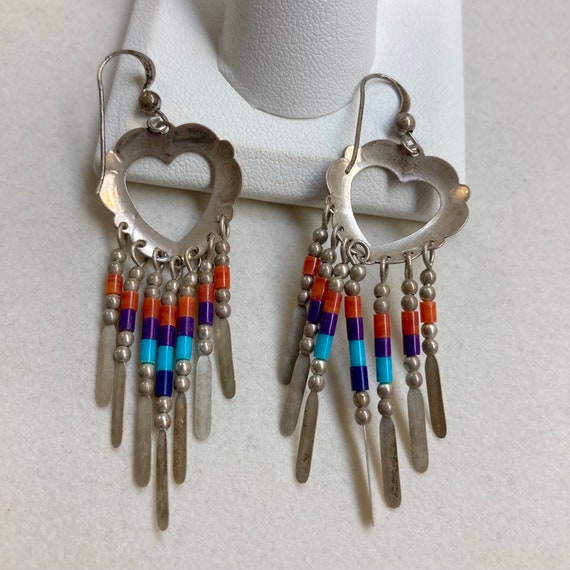 Native American Stamped Hearts Feather Dangles Co… - image 6