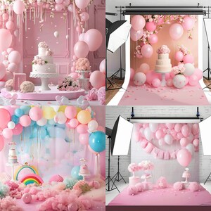 Baby Pink Color Themed Party Backdrop Media Sets for Birthday / Events/ Weddings main image 1