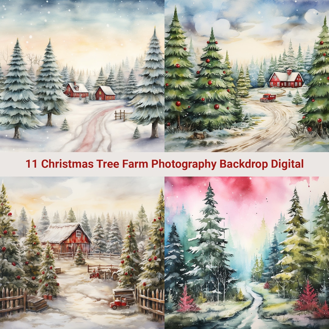 Christmas Tree Farm Backdrops, Christmas Tree Overlay, Xmas Background for Perfect