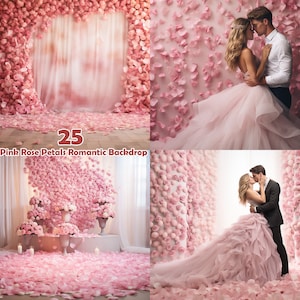 Pink Rose Petals Romantic Digital Backdrops, Wedding Photoshop backdrops, Falling Petals Maternity Digital backdrops, Studio Backdrops, PNG