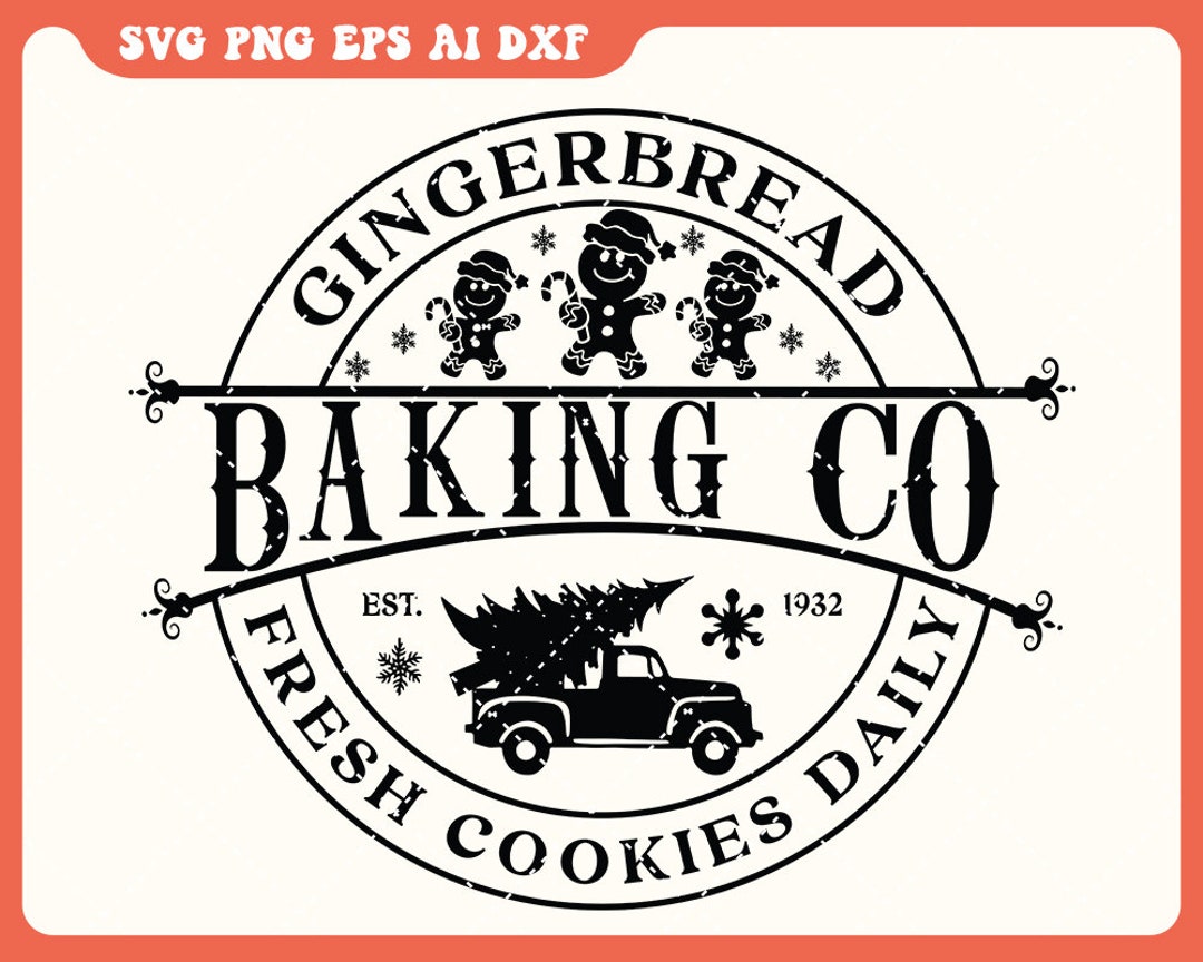 Gingerbread Baking Co SVG, PNG, Christmas Svg, Christmas Sign Svg ...