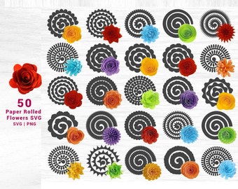 Rolled Flower Svg, Paper Flower Svg, Flower Svg, Flower Clipart,  Floral Svg, 3D Flower Svg, Wedding Svg, Flower Bundle Svg,Digital Download
