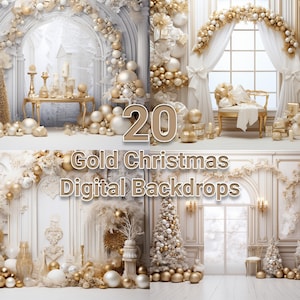 ゴールドのクリスマス デジタル背景、写真スタジオの背景、ゴールドのオーバーレイ、フェアリー ライト、子供のクリスマス写真の背景、HD PNG ファイル