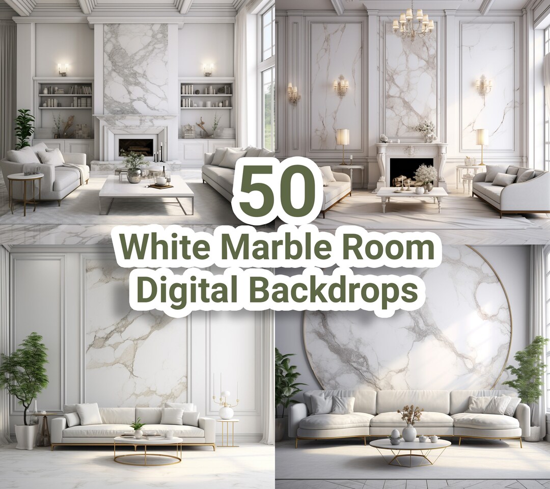 White Marble Room Digital Backdrops, Maternity Wedding Portrait Digital ...