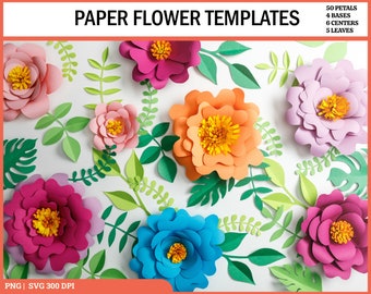 SVG Paper Flower Templates, Giant Paper Flower Templates, Molde de flores de pape, DIY Paper Flower, Flower Petal Templates, Svg Cut Files