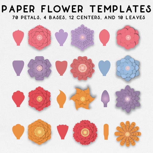 Paper Flower Petal Template SVG, DIY Paper Flower Svg, Giant Paper Flower Templates,Wedding Flower Svg,Floral Svg,Flower Petal Svg Cut Files