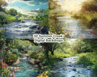 Summer Creek Digital Backdrop, Creek Background, Stream, Maternity, River Photography Overlays, Photoshop composite, Studio Photography