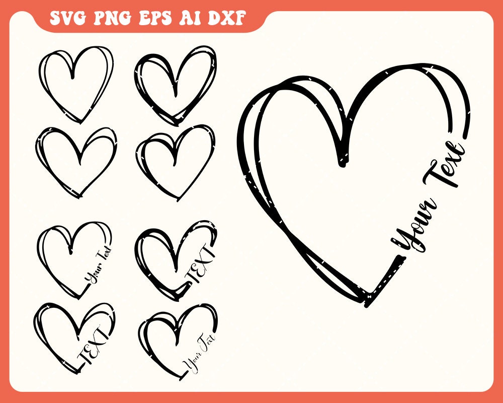Corazón svg Corazón dibujado a mano svg Corazón abierto Svg - Etsy México