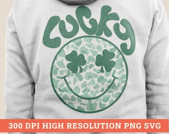 Lucky Svg, Smiley Lucky Svg, Feeling Lucky Svg, Lucky Clover Svg, Shamrock Svg, Irish Svg, St Patricks Day Svg, Shirt Designs, Cut Files