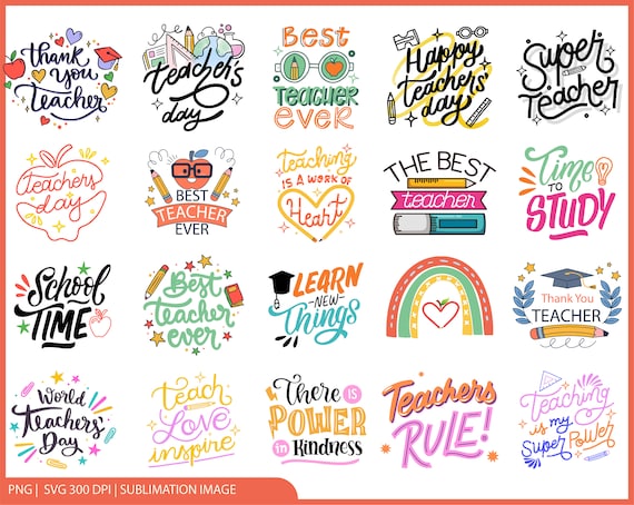 Teacher Svg Bundle, Teacher Day Svg, Teacher Appreciation Svg, Teacher Gift,Teacher Day Shirt Design Svg, Teacher Png Sublimation, Cut Files