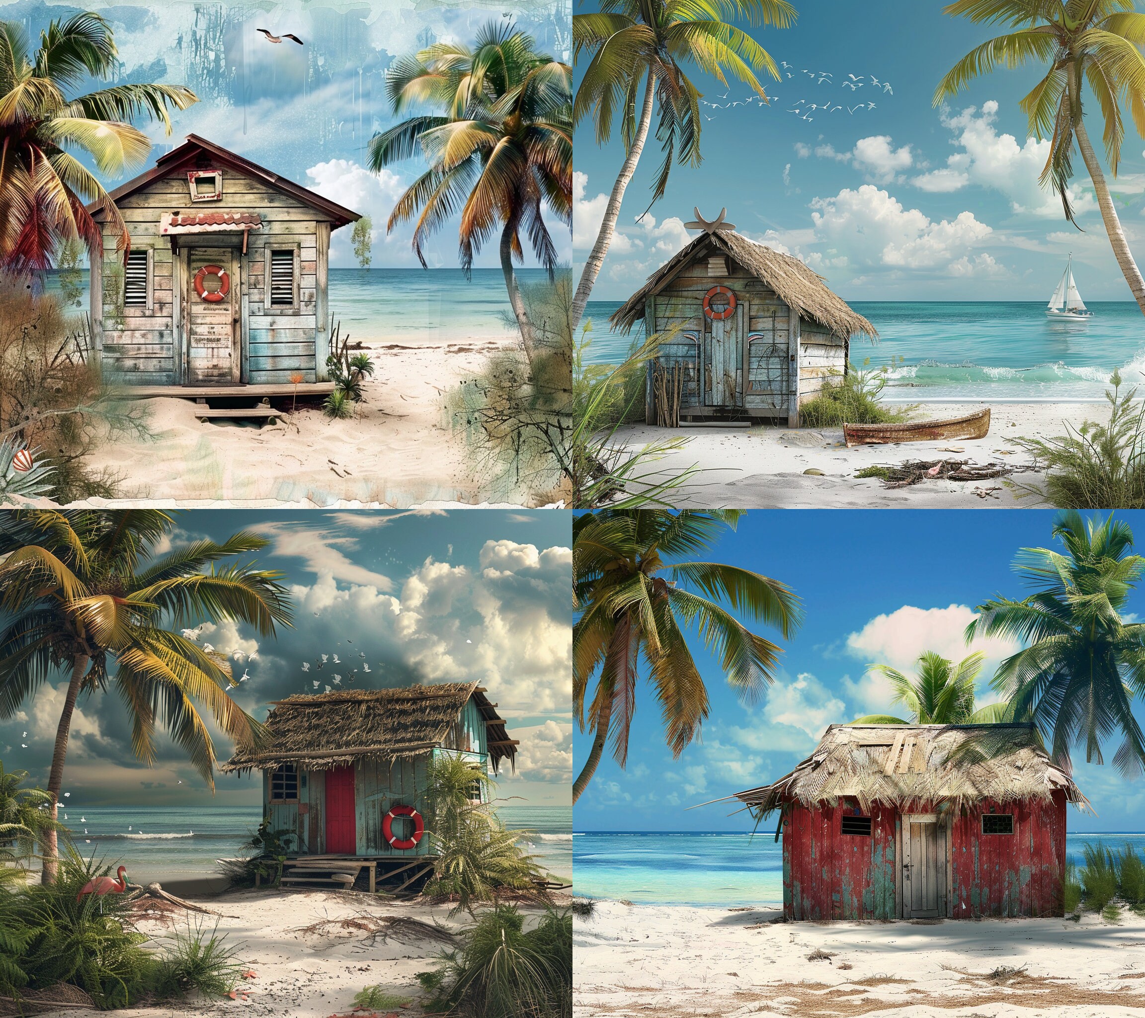 Beach Shack Digital Backdrops, Summer Beach Composite Photos Background ...