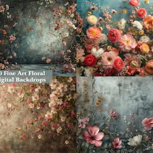 20 Floral Backgrounds Digital Backdrop Overlay Maternity Backdrop Digital Floral Overlays Newborn Studio Backdrop for Photoshop Overlays