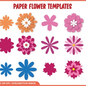 Small Paper Flower Template Svg, Paper Flower Petal Template Svg, DIY Paper Flower Template, Flower Pattern Svg, Floral Svg,Flower Cut Files