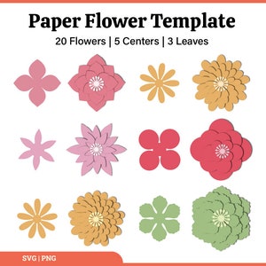 Small Paper Flower SVG Bundle, Flower SVG, Flower Template, Paper Flowers, 3d Flower Svg, Floral Svg, Flores silhouette Svg fleur, Cut Files