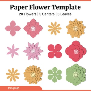 Pacchetto SVG fiore di carta piccolo, fiore SVG, modello fiore, fiori di carta, fiore 3d in formato Svg, floreale in formato Svg, Flores silhouette Svg fleur, file tagliati