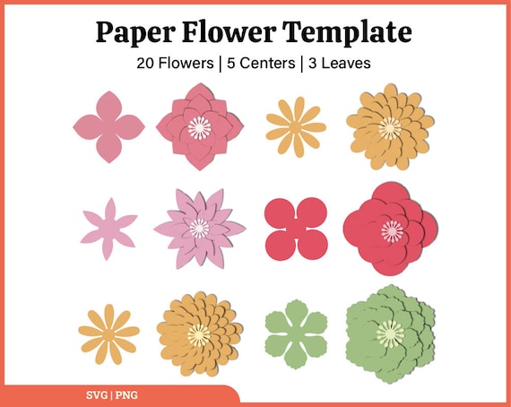 Small Paper Flower SVG Bundle, Flower SVG, Flower Template, Paper Flowers, 3d Flower Svg, Floral Svg, Flores silhouette Svg fleur, Cut Files