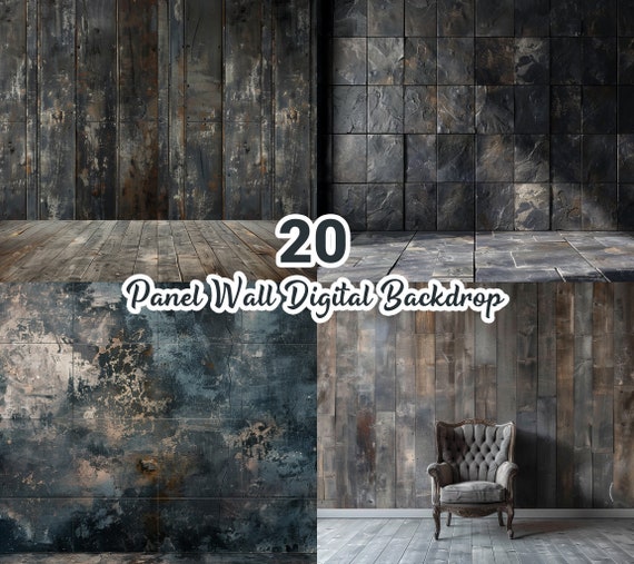 Panel Wall Digital Backdrop Set, Maternity Backdrop Overlays, Studio Backdrop Overlays,Grunge Effect Textures backgrounds,Photoshop Overlays