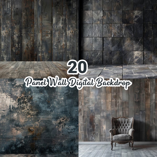 Panel Wall Digital Backdrop Set, Maternity Backdrop Overlays, Studio Backdrop Overlays,Grunge Effect Textures backgrounds,Photoshop Overlays