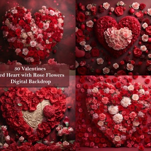 Valentines Red Heart Digital Backdrop Bundle, Photoshop Overlays, Maternity Portrait Backdrops, Composite Photography Digital Backgrounds