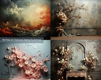 50 Fine Art Textures, Portrait background Photoshop Overlays, Textures for Photoshop, Photo Background, Maternity Digital backdrops