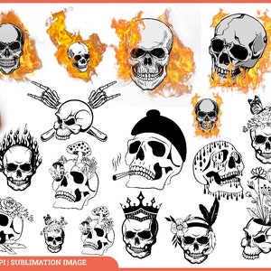 Skull Svg, Halloween Svg, Halloween Decor, Skull Png,Skull Head Svg, Skull Bundle Svg, Halloween shirt design Png Sublimation, Svg Cut Files