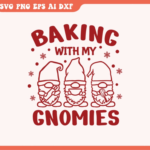 Cuisiner avec mes gnomies SVG, Gnome Apron Svg, Funny Baking Team Svg, Gnome SVG, Gnome Kitchen Svg, Gnome de Noël, Gnome de Noël Citation Svg