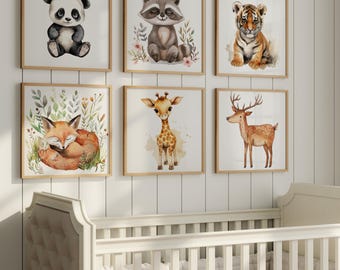 Safari Nursery Prints, Set of 10 Prints, Safari Nursery Decor, Boho Nursery Wall Art, Safari Baby Animal Prints, Instant Digital Download