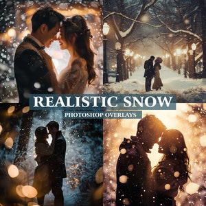 Realistic Snow Photo Overlays, Falling Snow, Blowing Snow, Winter Overlays, Bokeh snow overlays, Christmas overlays, Photoshop overlays, Png