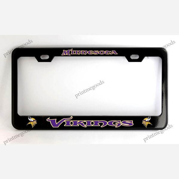 Minnesota Vikings License Plate Frame - Black Powder Coated Metal