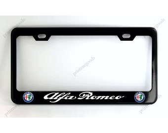 Alfa Romeo Black Powder Coated Metal License Plate Frame