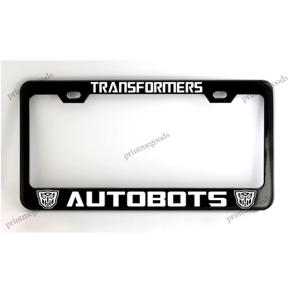 Transformers Autobots Black License Plate Frame, Custom Made of Powder Coated Metal