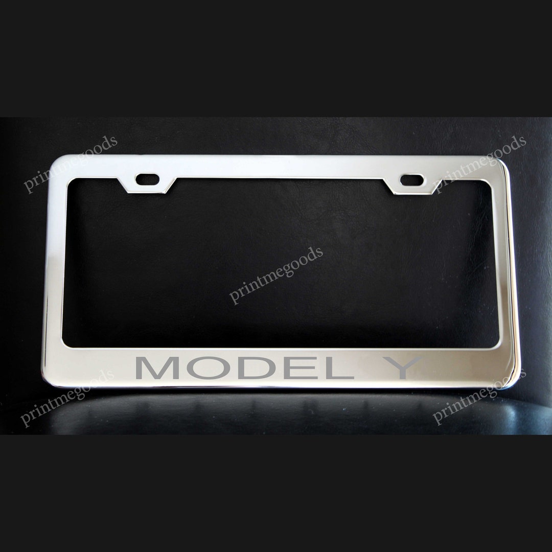 TESLA MODEL Y License Plate Frame Custommade of Chrome Plated Metal Etsy