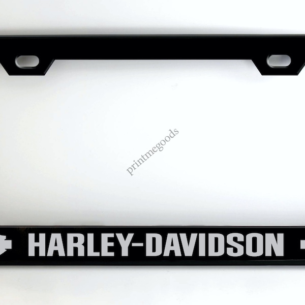 HARLEY DAVIDSON Black License Plate Frame, Custom Made of Powder Coated Metal