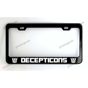 DECEPTICONS  Transformers Black License Plate Frame, Custom Made of Powder Coated Metal