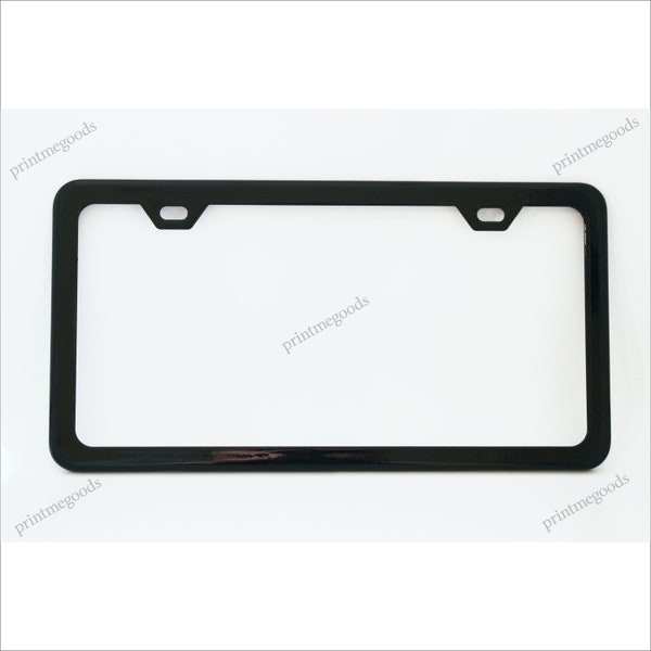 Plain License Plate Frame - 2 Hole Black Powder Coated Metal