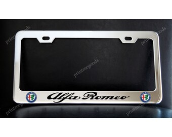 Alfa Romeo License Plate Frame Custom Made of Chrome Plated Metal