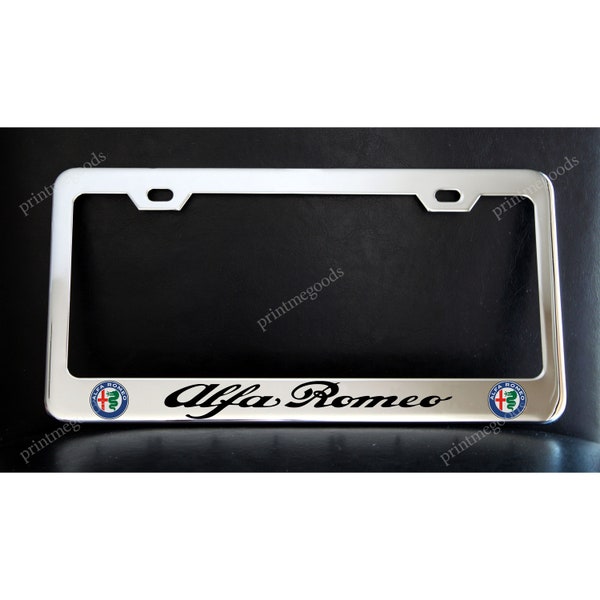Alfa Romeo License Plate Frame Custom Made of Chrome Plated Metal