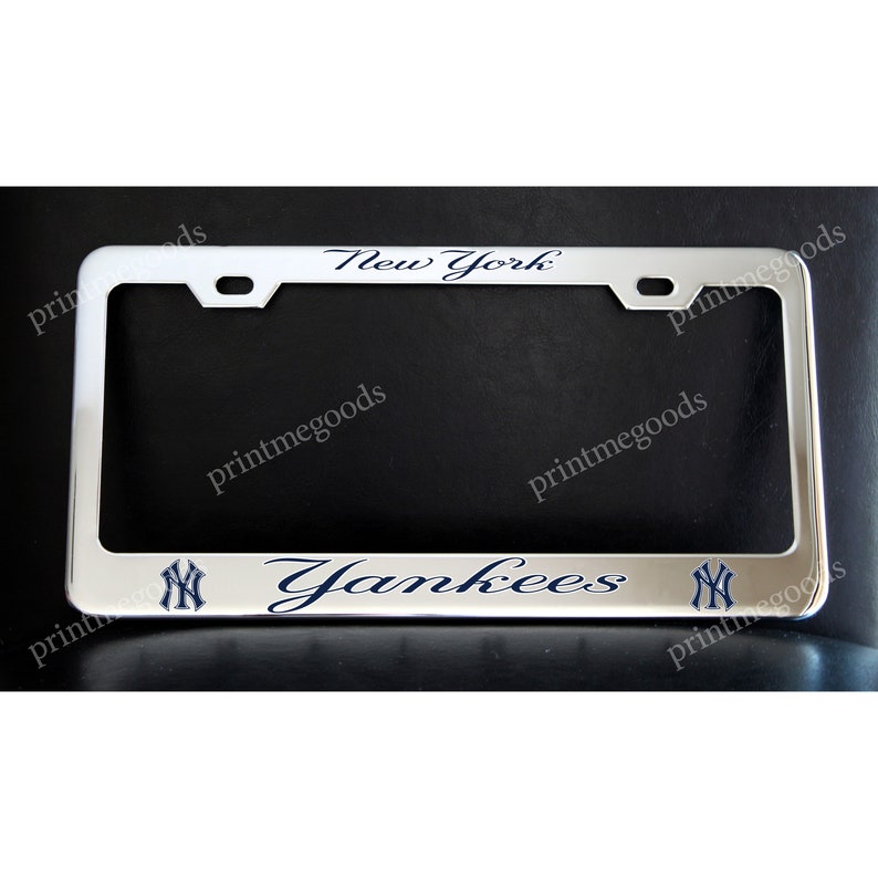 New York Yankees License Plate Frame Custom Made of Chrome Plated Metal Etsy