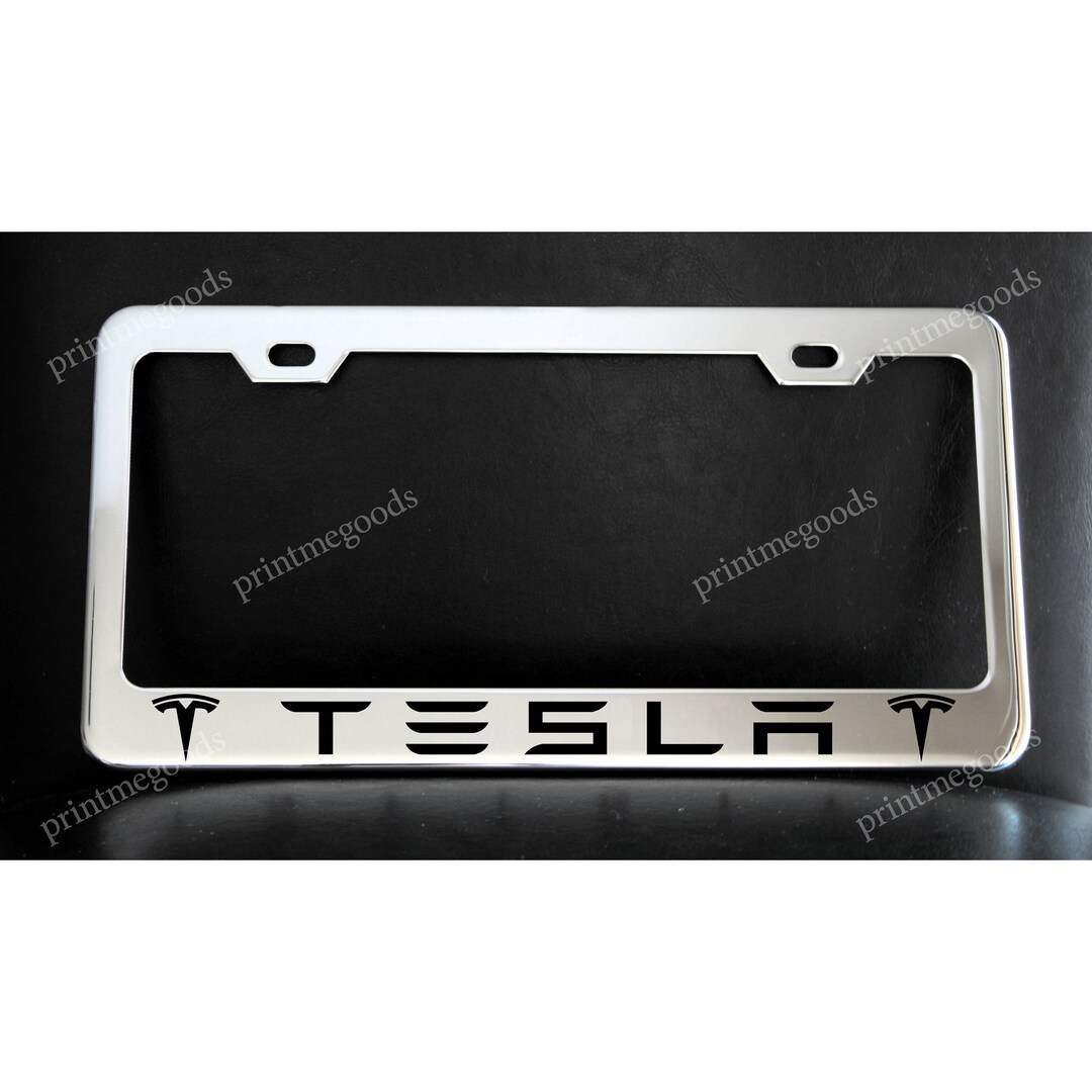 TESLA License Plate Frame Custommade of Chrome Plated Metal Etsy