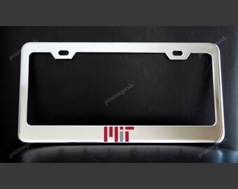 MIT License Plate Frame, Custom Made of Chrome Plated Metal