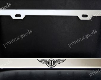 Bentley Logo License Plate Frame Custom Made of Chrome Plated Metal