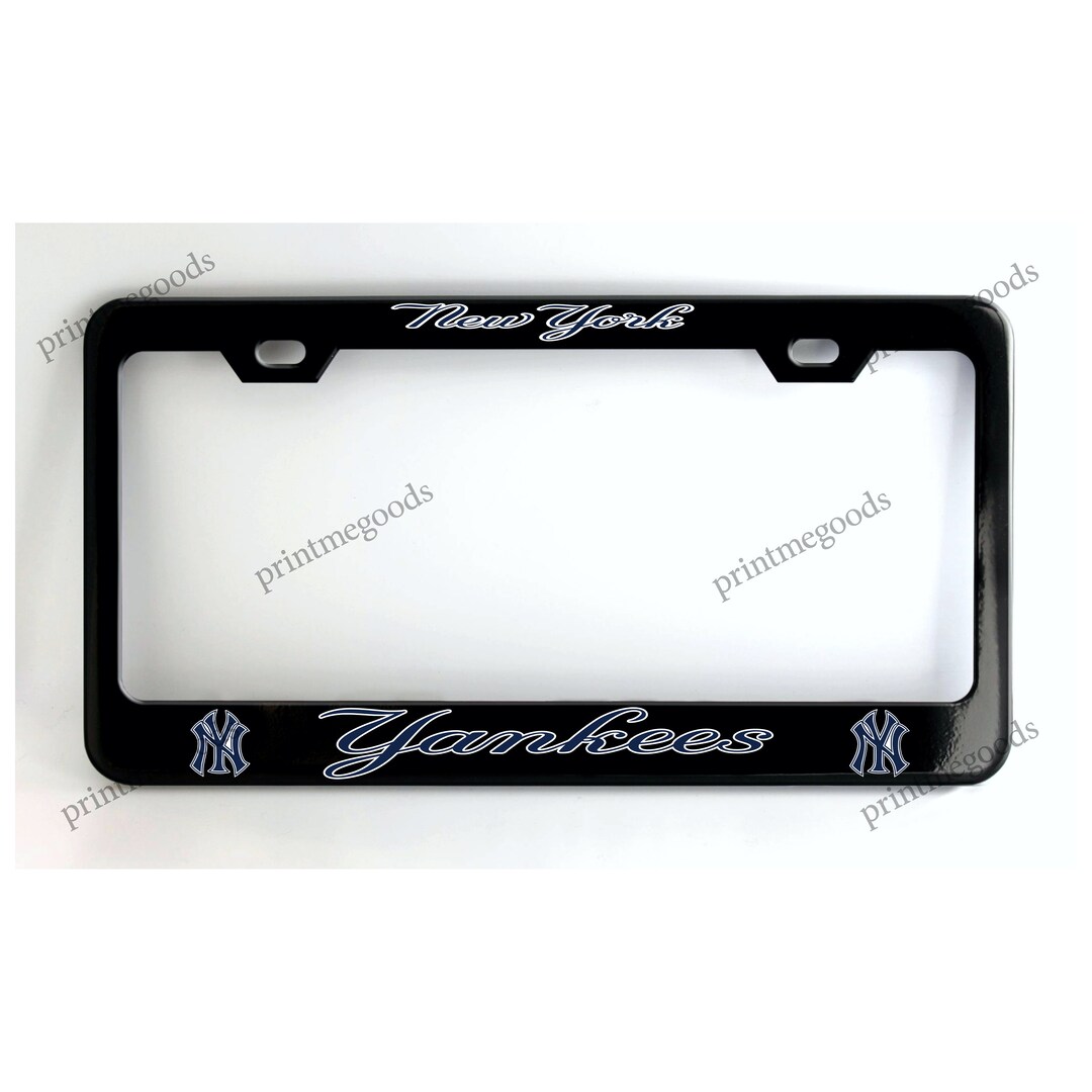 New York Yankees License Plate Frame Black Powder Coated Metal Etsy