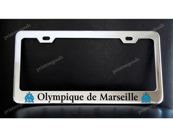 Olympique de Marseille License Plate Frame Custom Made of Chrome Plated Metal