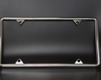 Plain License Plate Frame, Chrome Plated Metal