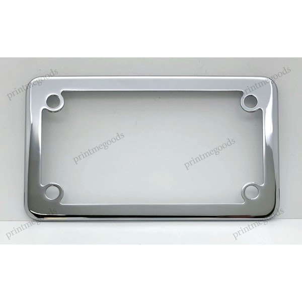 Personalized Motorcycle License Plate Frame Custom Made of Chrome Plated Metal