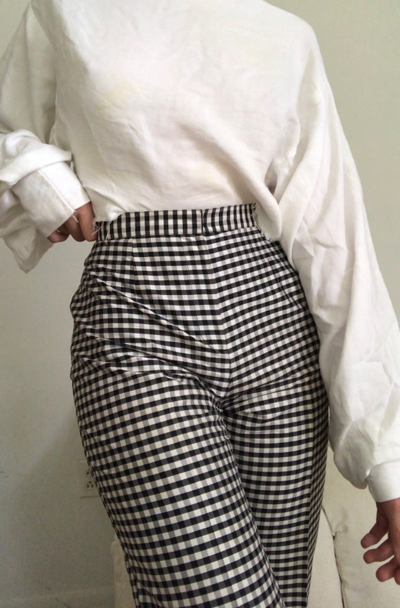 Vintage Ralph Lauren %100 silk checkered plaid hig