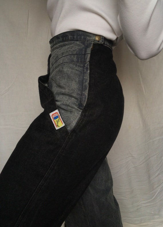 Vintage designer patchwork denim black and grey je