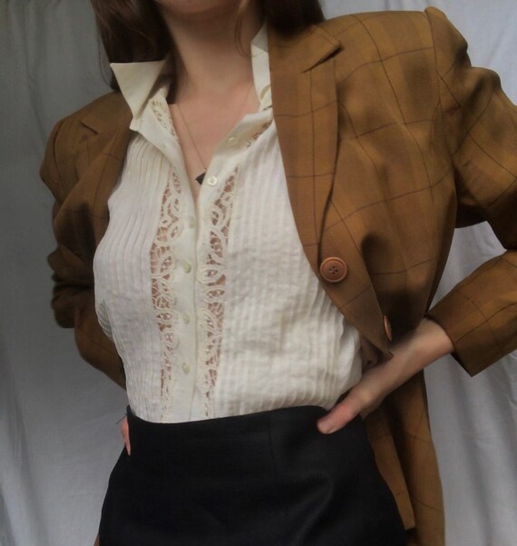 Vintage 90s pure silk plaid blazer