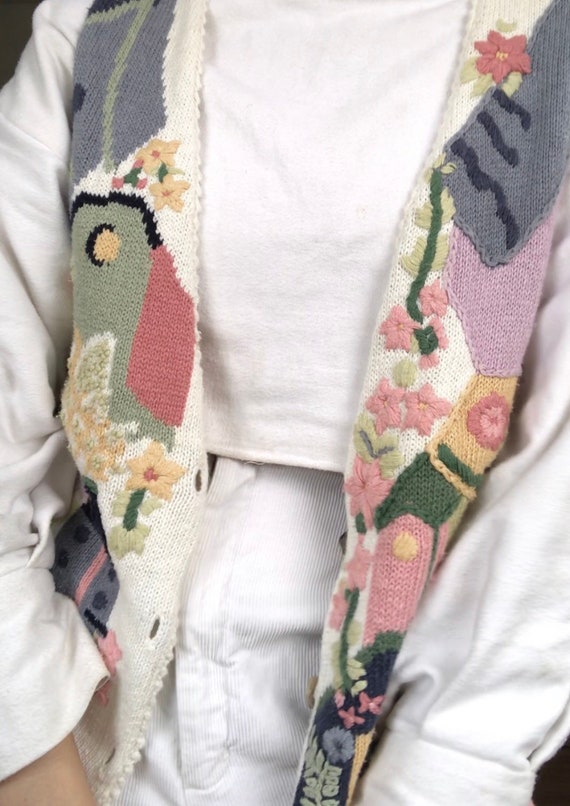 vintage pastel knit oversized sweater vest
