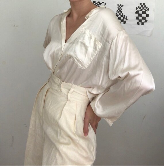 Vintage pure linen high waisted shorts